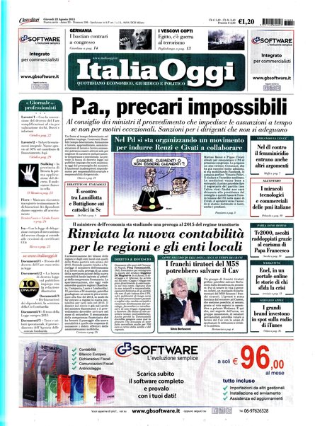 Italia oggi : quotidiano di economia finanza e politica